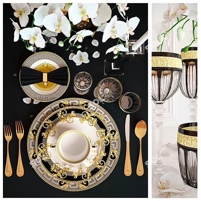 Elegant Versace Prestige Gala Serving Set 3D model image 2