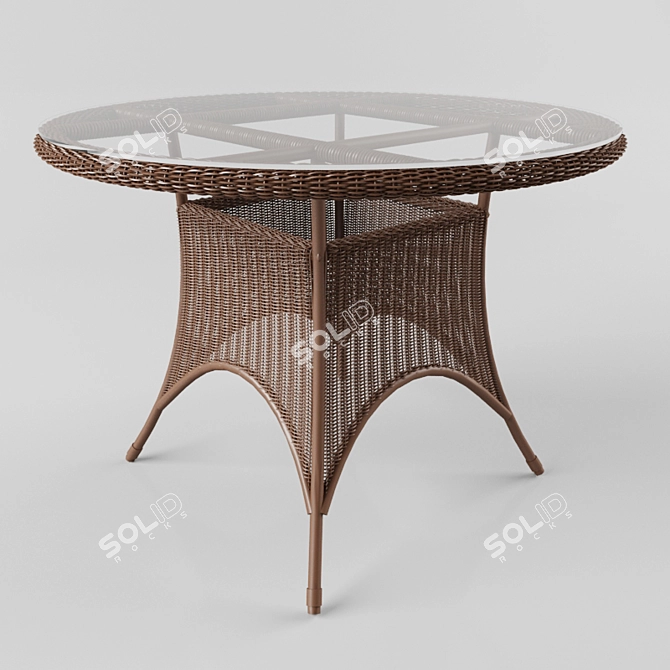 Elegant Wooden Round Table 3D model image 1