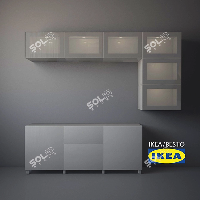 BESTO: 60cm Top Drawer & 180cm Bottom Drawer 3D model image 1