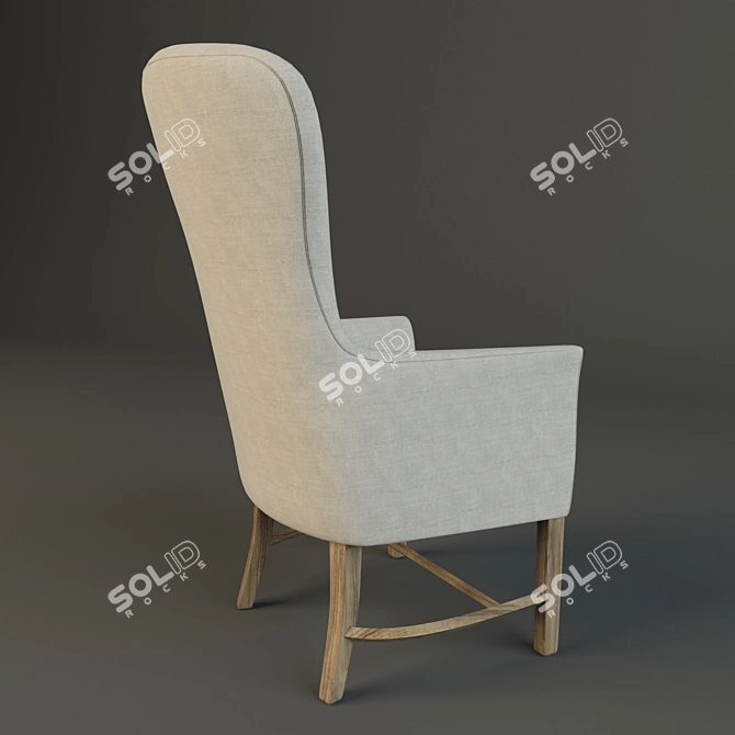 Elegant Sloan Fabric Armchair 3D model image 2