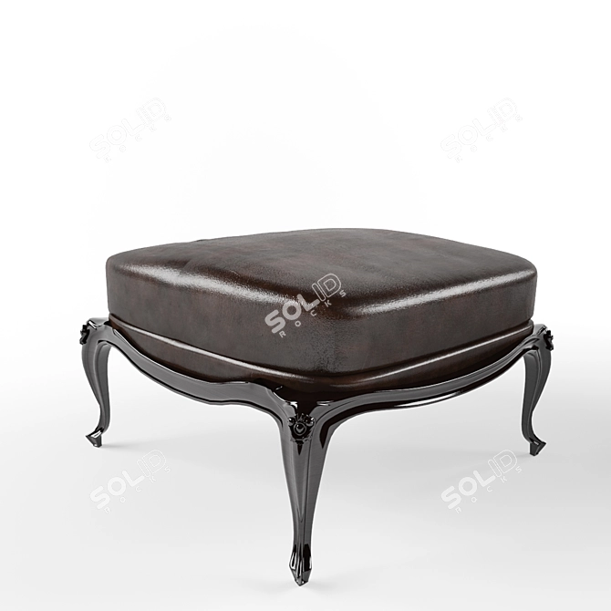 Royale Black Leather Lounge Ottoman 3D model image 3