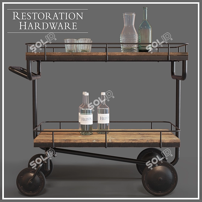 Vintage Barn Cart - Rustic Charm 3D model image 1