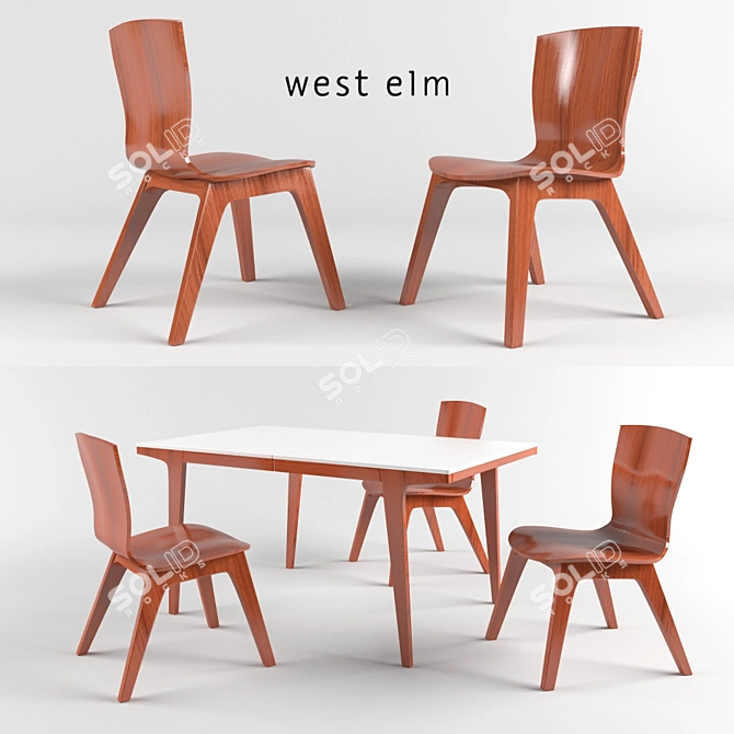 Modern Bentwood Dining Set 3D model image 1