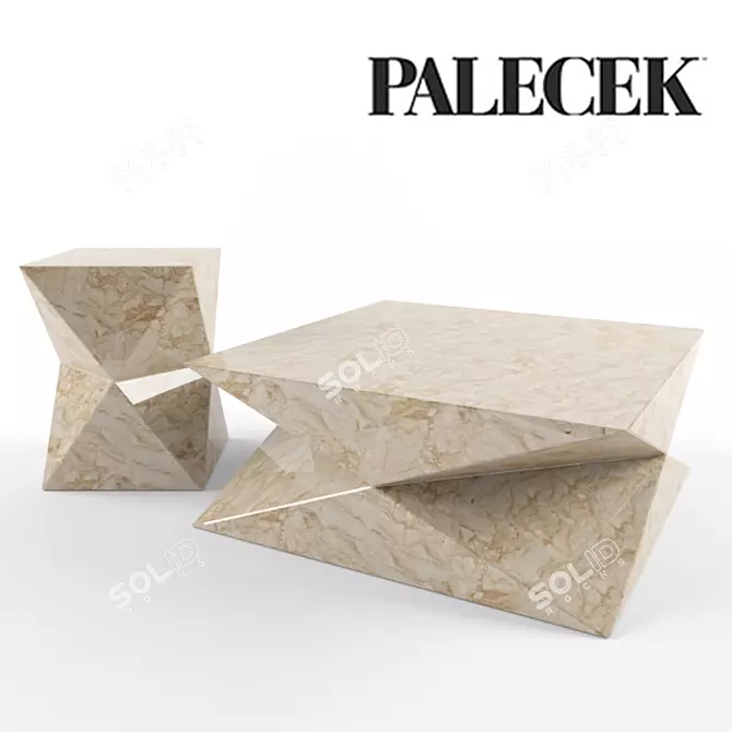 Elegant Triton Stone Side Table 3D model image 1