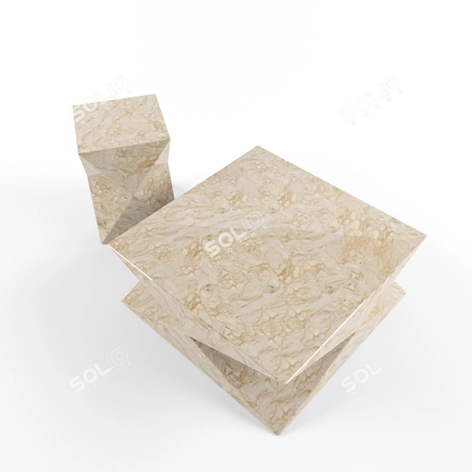 Elegant Triton Stone Side Table 3D model image 3