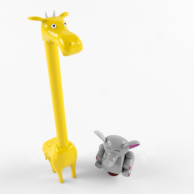 Safari Friends Elephant & Giraffe Toy 3D model image 1