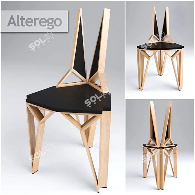 Title: Elegant Geometric Wooden Chair 3D model image 1