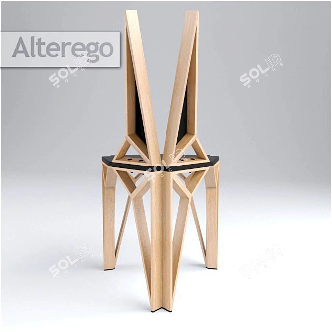 Title: Elegant Geometric Wooden Chair 3D model image 2