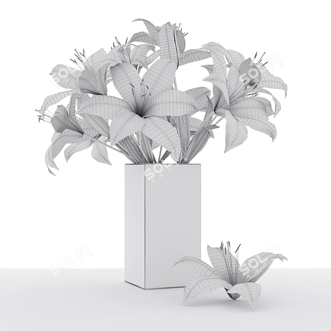 Ethereal Lily Bouquet 3D model image 2