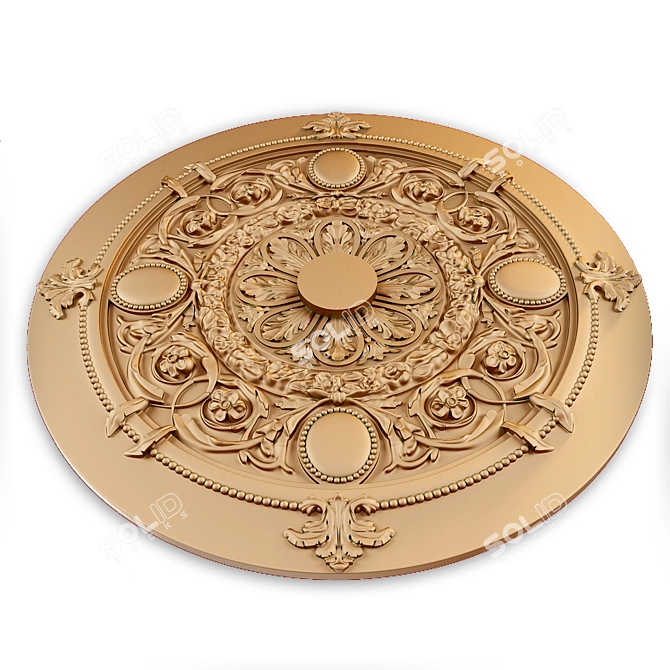 Elegant Rosette Ceiling Decoration 3D model image 1