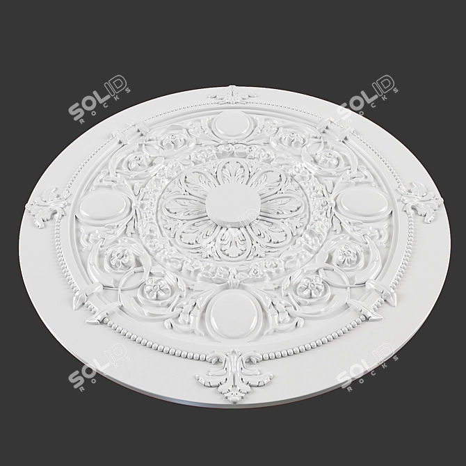 Elegant Rosette Ceiling Decoration 3D model image 2