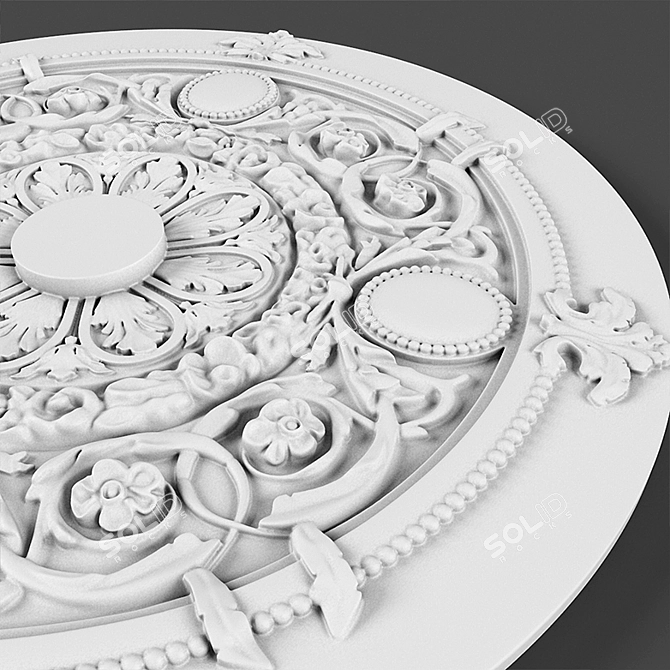 Elegant Rosette Ceiling Decoration 3D model image 3