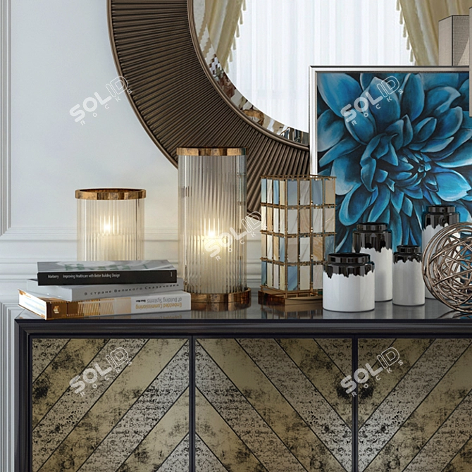 Elegant Mirror & Console Set 3D model image 2