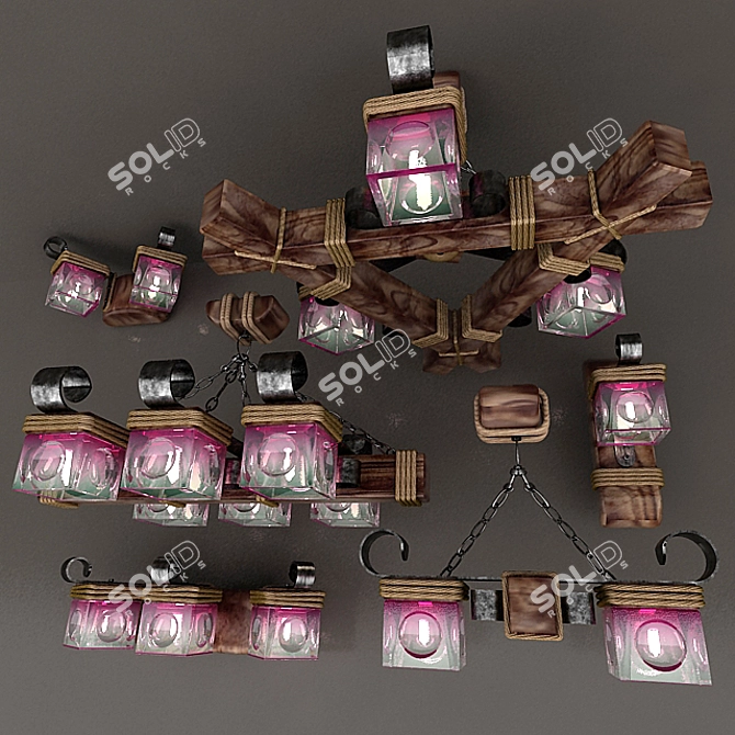 Lily Bliss Wood and Metal Lamps 3D model image 1