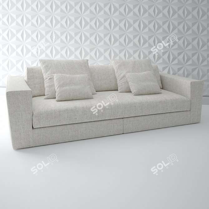 Sleek Italian White Sofa - ASAMI W8 3D model image 1