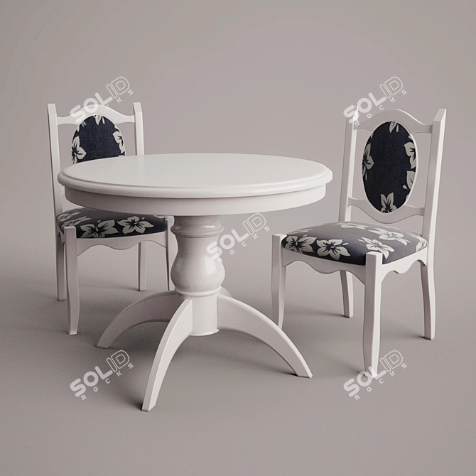 Provencal Round White Dining Table 3D model image 1