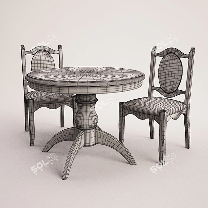 Provencal Round White Dining Table 3D model image 2