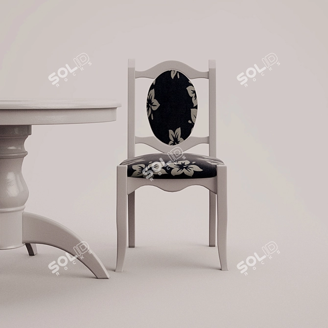Provencal Round White Dining Table 3D model image 3