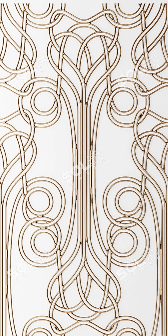 Elegant Art Nouveau Panel 3D model image 2