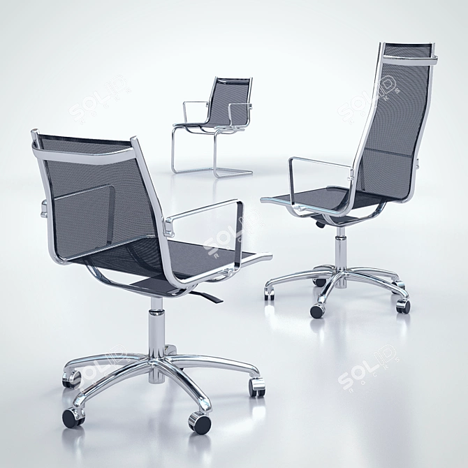 Luxy Light-Mesh Chairs: Modern Textured Seating 3D model image 2