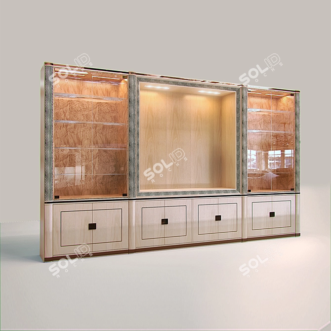 Italian Inspired Glass Showcase Cabinet 3D model image 1