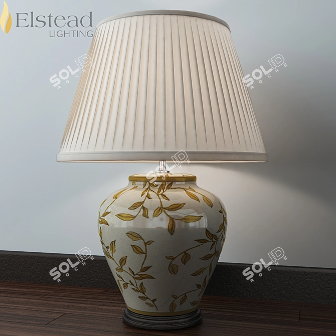 Elegant Gold Leaf Table Lamp 3D model image 1