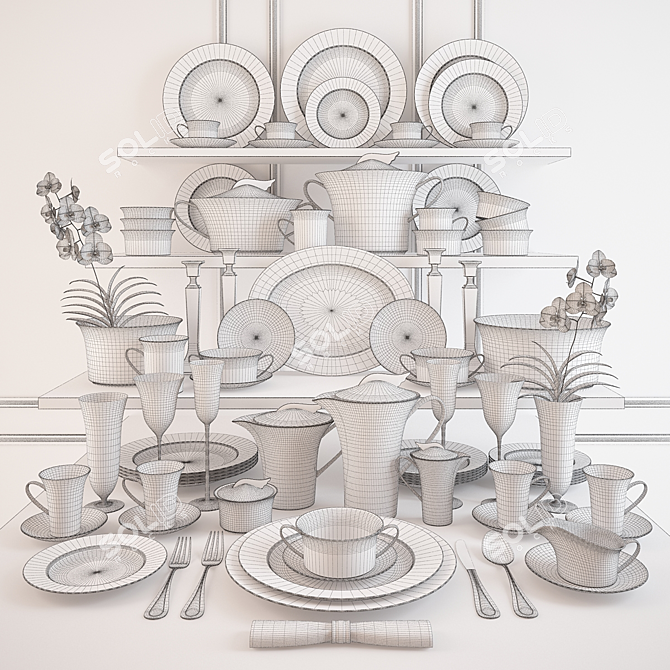 Title: Versace Medusa Blue Dinner Set 3D model image 2