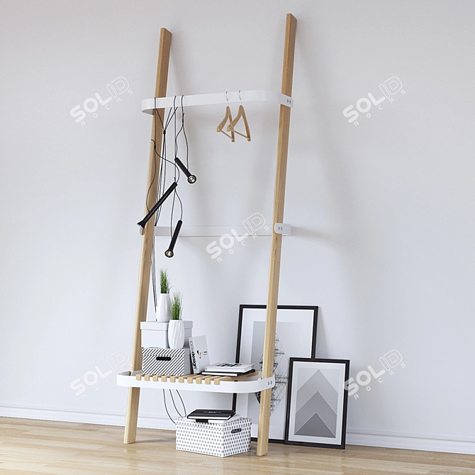 Pual Designer Hanger - Stylish Storage 3D model image 3