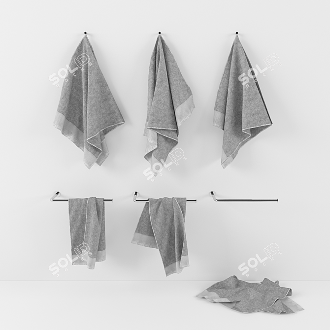 Luxury Soft Bath Towels 3D model image 1