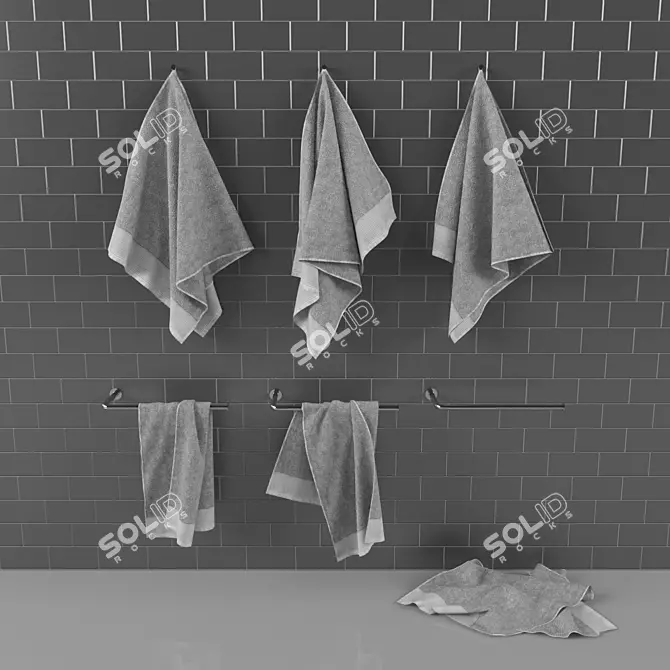 Luxury Soft Bath Towels 3D model image 2