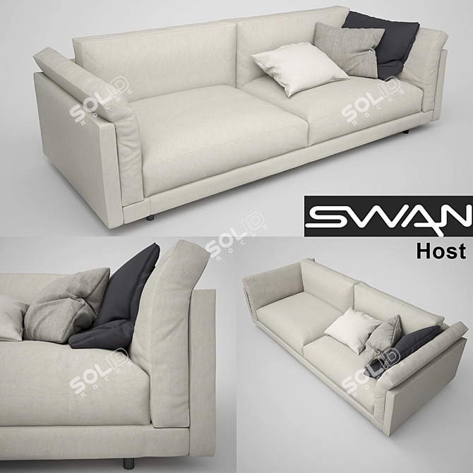 SWAN Host L206 Sofa: Elegant and Spacious 3D model image 1