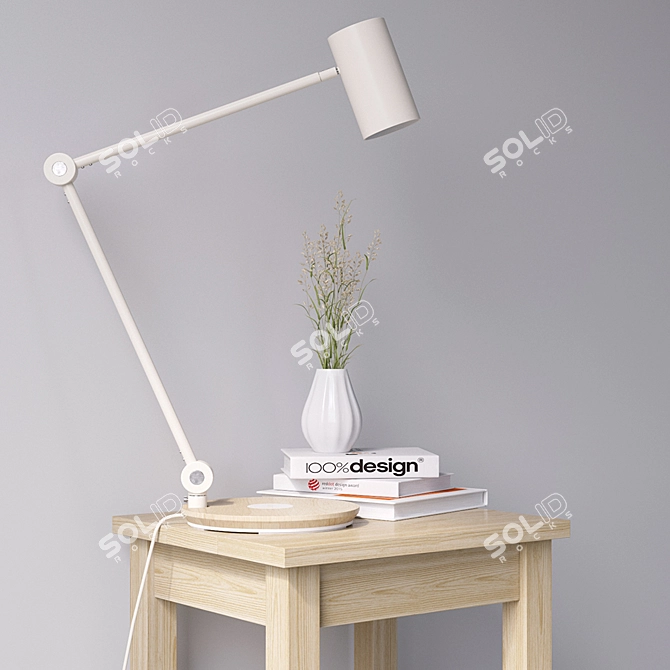 Ikea Riggad: Wooden Bedside Table with Lamp 3D model image 3