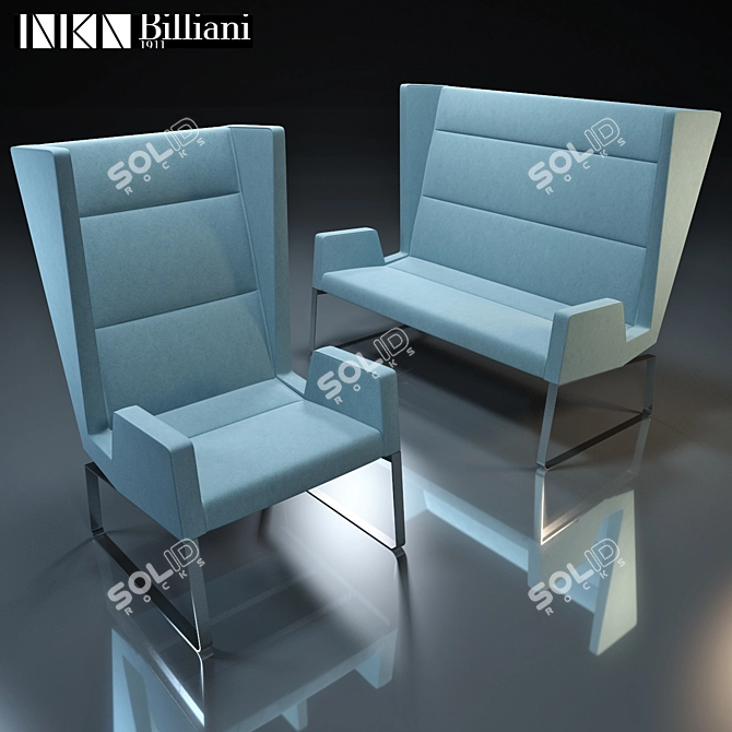 Billiani Inka S 100 ST & ST D: Stylish Steel Sofas & Armchairs 3D model image 1