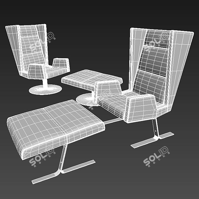 Elegant Steel Armchairs by Billiani 3D model image 3