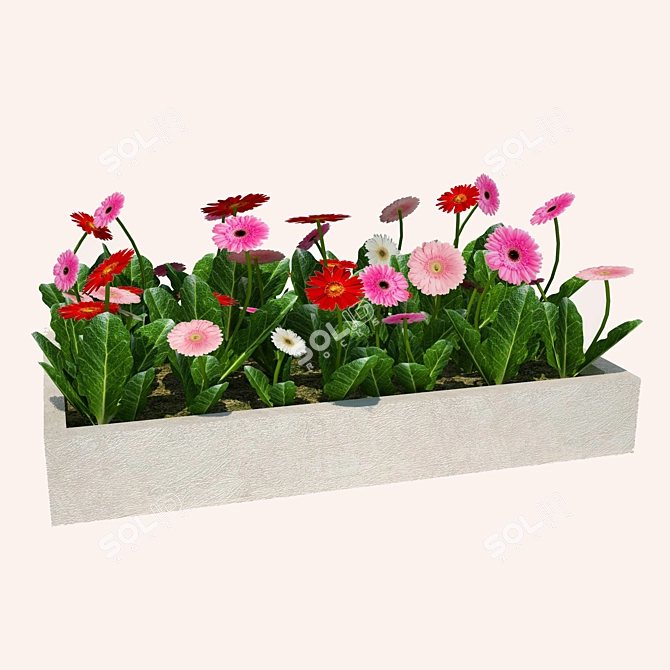 Charming Flower Bed - Perfect Exterior Accent 3D model image 1