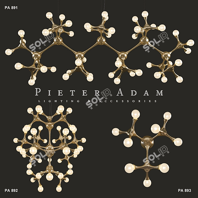 Organic Atomic Glass Chandeliers Set 3D model image 2