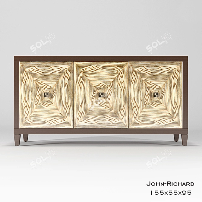 Handcrafted Acacia Wood Buffet 3D model image 2