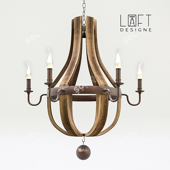 Rustic Loft Chandelier - Model 1118 3D model image 1