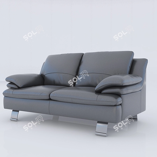 Black Leather Sofa 3D model image 1