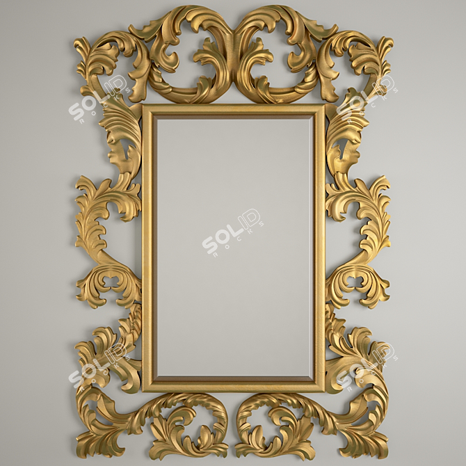 Golden Classic Mirror 3D model image 1