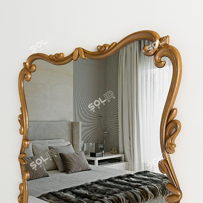 Elegant Chippendale Mirror 3D model image 3