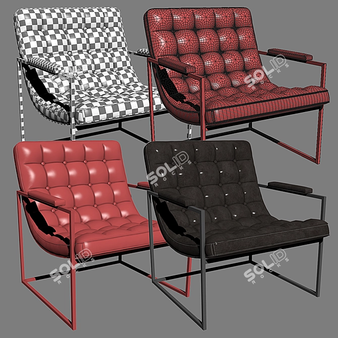 Vintage Milo Baughman Lounge Chair 3D model image 3