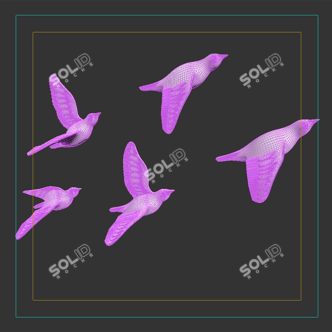 Porcelain Birds Wall Decor 3D model image 3