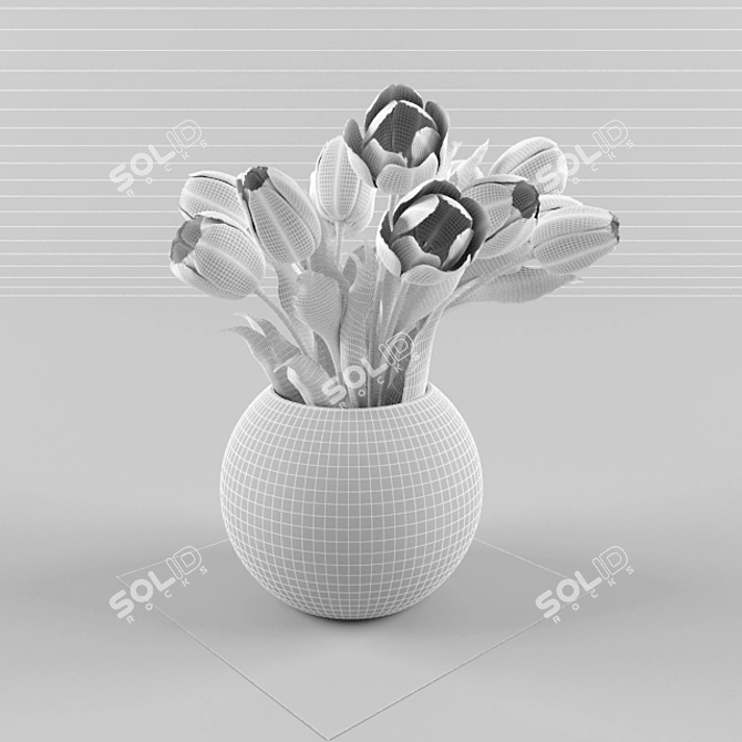 Elegant Tulip Scene 3D model image 2