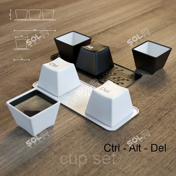 "Ctrl-Alt-Del" Cup Set 3D model image 1