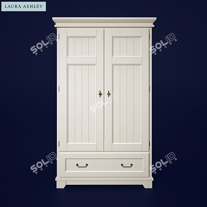 Stylish Devon Dove Grey Wardrobe 3D model image 1