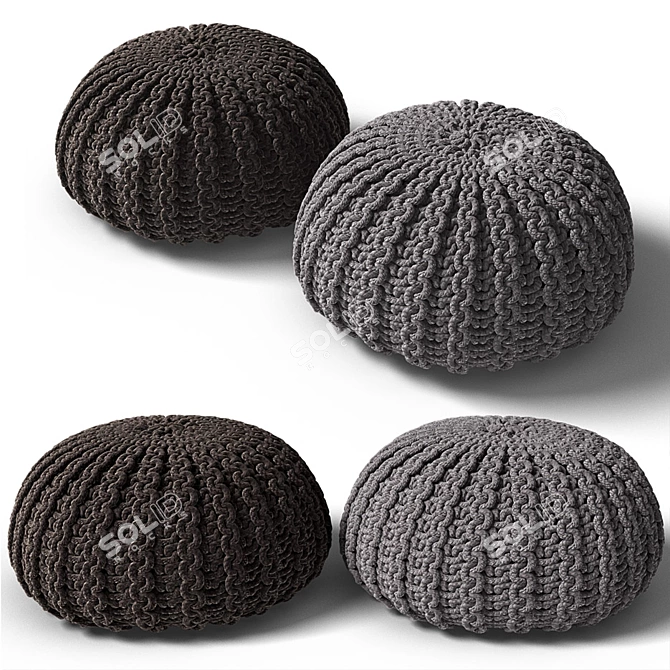 Cozy Knitted Poof 3D model image 1