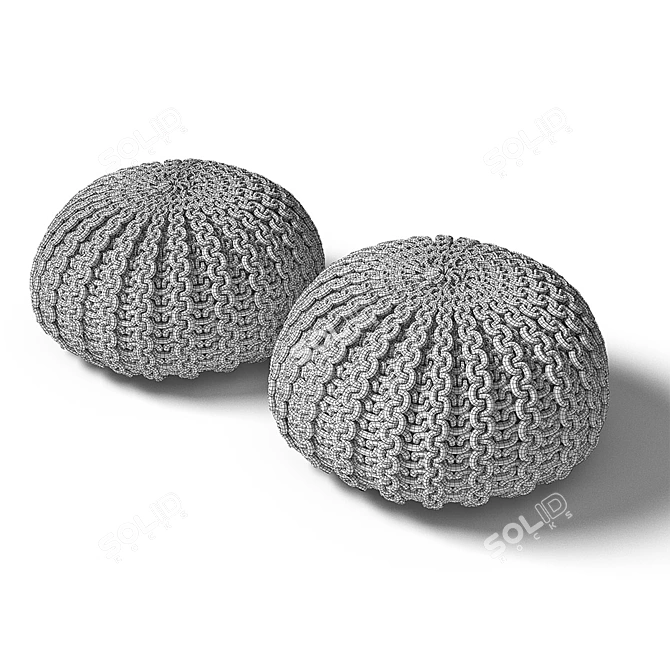 Cozy Knitted Poof 3D model image 2