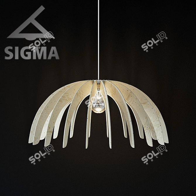 Eco Wood Suspension Lamp 3D model image 1