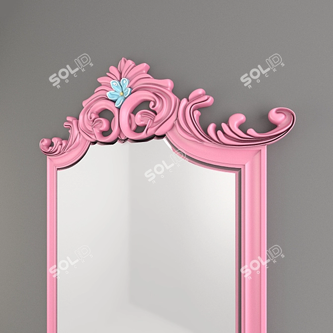 Rosy Reflection: Child's Faceted Mirror 3D model image 2
